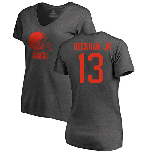 Cleveland Browns Odell Beckham Jr Women Ash Jersey #13 NFL Football One Color T Shirt
